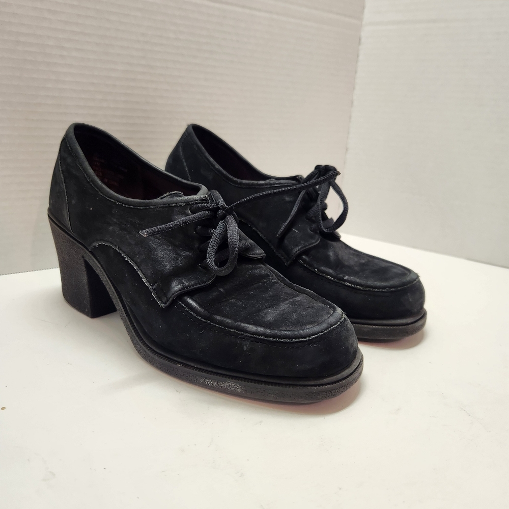 Sam & Libby Black Lace-up Oxford Heels Womens Size 9